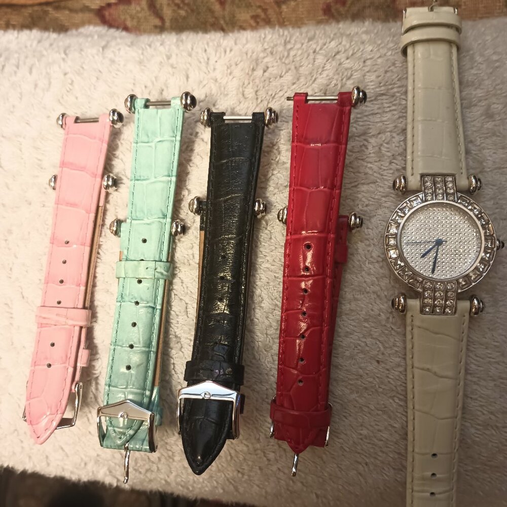 Adrienne Silver Bezel Rhinestone watch.